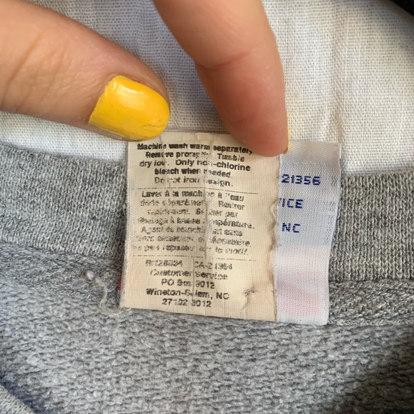 Vintage Champion Logo Grey Pullover V-Neck Sweatshirt Mens size Large - Picture 6 of 9